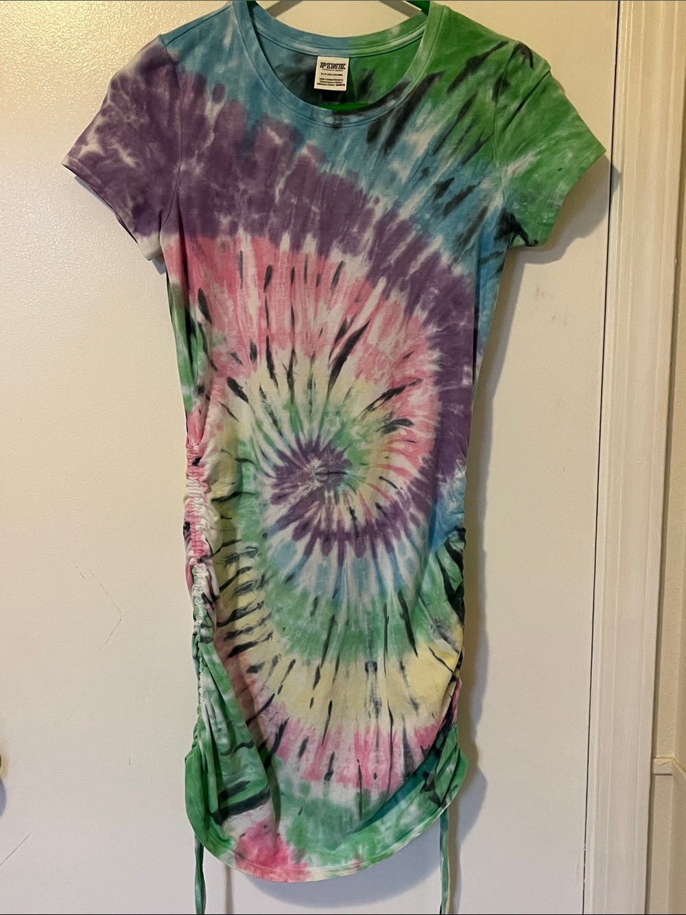PINK Victoria's Secret Tie-Dye Ruched sides Mini Tee Shirt  Dress